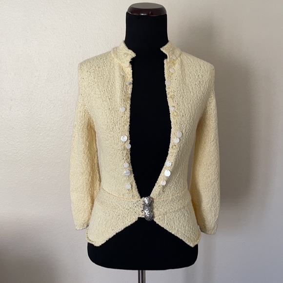VINTAGE KNIT STYLE BUTTON SWEATER BLAZER TOP - Picture 16 of 16